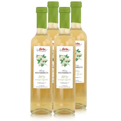 Produktbild von Darbo Holunderblüte Sirup 30% weniger Zucker 500ml - Cocktails (4er Pack)