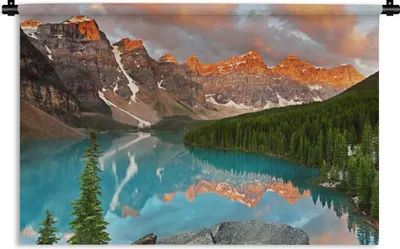 Produktbild von MuchoWow® Wandteppich Wandbehang Nordamerikanischer Moränensee während eines Sonnenaufgangs in Kanada 150x100 cm Tapisserie Dekoration Wandtuch - Waschbar - Tapisserien - Wand-Decke