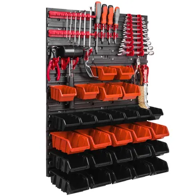 Obrázok produktu pre Skladovací systém nástenná polica 576 x 780 mm stena na náradie 28 ks stohovacích boxov plast