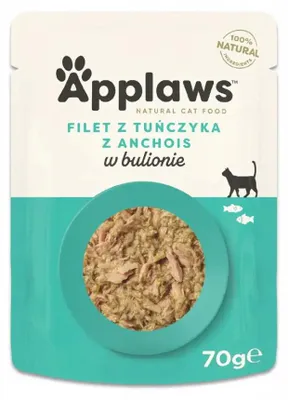 Zdjęcie produktu dla Applaws Tuna Fillet with Anchovy, Dorosły, Tuńczyk, 70 g