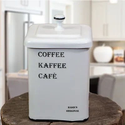 Produktbild von Eisendose für Kaffee, Weiss, Vorratsdose, Dekoration, Küchenartikel