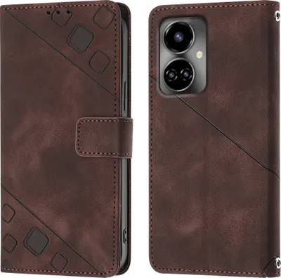Obrázek produktu pro Pouzdro pro Tecno Camon 19 vyražené Flip kožené peněženkové pouzdro s funkcí stojánku Hnědý