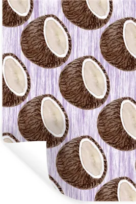 Produktbild von MuchoWow® Wandtattoo Wandsticker Wandaufkleber Kokosnuss - Frucht - Lila 20x30 cm Selbstklebend und Repositionierbar - Sticker - Dekorfolie