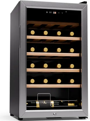 Produktbild von Klarstein Weinkühlschrank,1 Zone Getränkekühlschrank, Leiser Indoor/Outdoor Kühlschrank, 63 Liter Flaschenkühlschrank Klein, Weinschrank für Getränke, Weinkühler für 24 Flaschen, 5-18°C