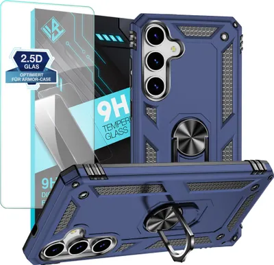 Produktbild von Armor Outdoor Handyhülle für Samsung Galaxy S25 Handy Panzer Case Schutzhülle mit 9H Displayglas Displayschutz Farbe: Blau
