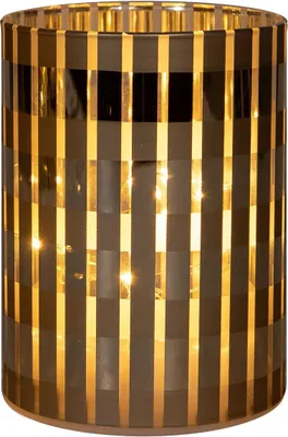 Productafbeelding van Cylinder glas met sterren 10led warm wit d9hx12 cm champagne Anna's Collection