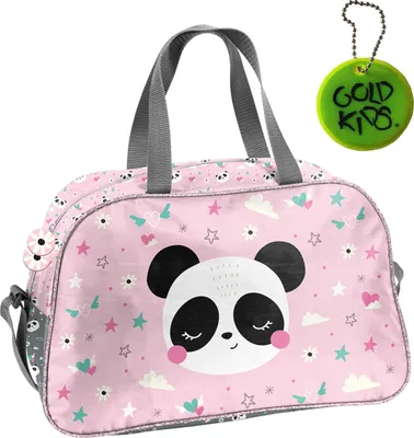 Produktbild von Sporttasche Kinder für Mädchen & Jungen - Umhängetasche mit Panda Motiv - Schwimmtasche mit verstärktem Boden - Trainingstasche 40 x 25 x 15 cm