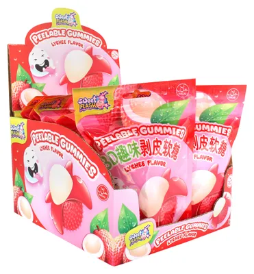 Produktbild von Display Komplett Peelable Gummies Lychee 12 x 75 g Fruchtgummi Bundle