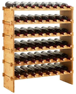 Obrázok produktu pre Regál na víno – stojan na fľaše vína – 6 poschodí – 48 fliaš – modulárny – bambusový – samostatný – stabilný
