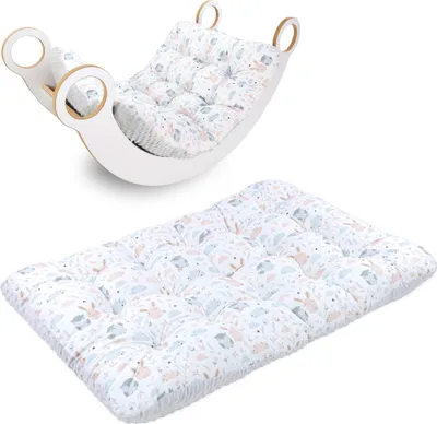 Produktbild von Bodenkissen groß 70x110 cm - Sitzkissen Kinder Boden Spielmatte Baby Bodenmatratze Kinderzimmer Eulen mit Hellgrau