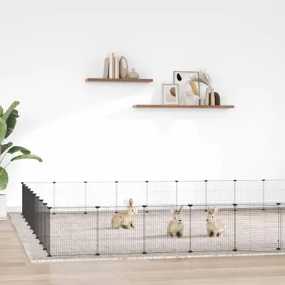 Obrázok produktu pre vidaXL 36-dielna klietka pre domáce zvieratá s dvierkami čierna 35x35 cm oceľ