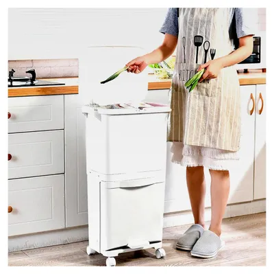Produktbild von Küchenmülleimer mit Deckel - Müll- und Recyclingbehälter | Mehrschichtiger Mülleimer, Abfalltrennsysteme für Küche, Haushalt, Wäscherei, Zuhause, Restaurant