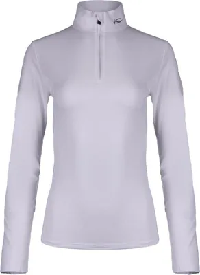 Imagen del producto de KJUS Motion Print, suéter de esquí para mujer, color blanco, con cremallera frontal parcial, talla 40