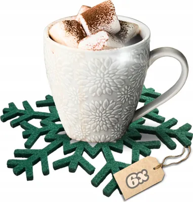 Image de Dessous de tasse étoile, set de 6, vert, motif 1