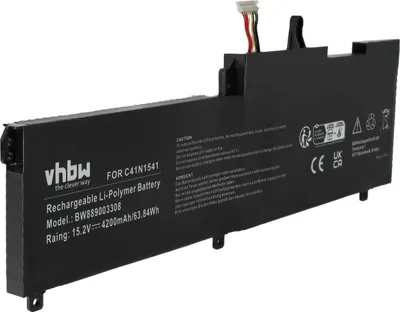 Produktbild von vhbw Akku kompatibel mit Asus GL702VT-GC090TC, GL702VT-GC061T, GL702VT-GC057T, GL702VT-GC033T, GL702VT-GC025T Notebook (4200 mAh, 15,2 V, Li-Polymer)