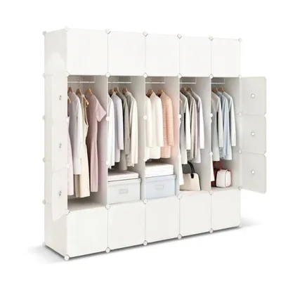 Produktbild von Großer modularer Kleiderschrank geräumiger weißer Schrank mit 25 Modulen XXL