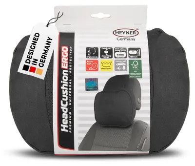Image de HEYNER® Coussin d'appui-tête en noir pour la voiture, le bureau et les voyages en noir