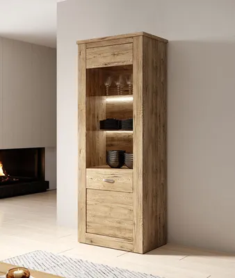 Image de Vitrine sur pied Vitrine en verre Vitrine 74 cm Bartex chêne 1 porte 76548475