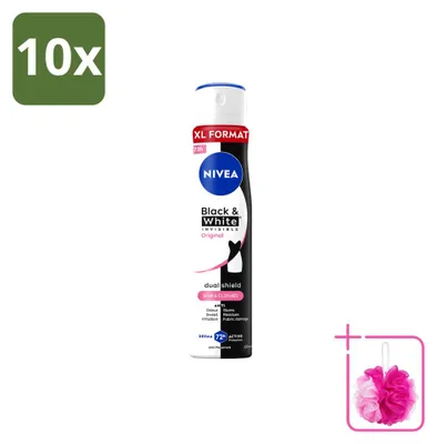 Image de 10 sprays déodorants NIVEA Invisible Black & White Original - 250 ml - Lot de 10