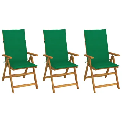 Immagine prodotto di The Living Store Sedie da giardino pieghevoli 3 pezzi con cuscini in legno massiccio di acacia