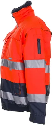 Productafbeelding van Planam veiligheidsjas met comfortabele voering, 2 kleuren, maat M, oranje/marineblauw, voldoet aan normen EN471/343