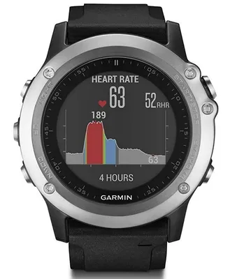 Produktbild von Garmin Fenix 3 HR silbernes Gehäuse schwarzes Armband