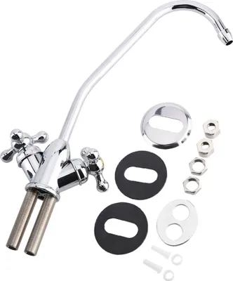 Produktbild von 1/4'' Zinklegierung Küche Doppelkopf Wasserhahn Chrom Umkehrosmose RO Trinkwasserfilter