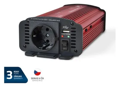 Immagine prodotto di Convertitore di tensione GETI GPI 612, 12V/230V, 600W, con porta USB e presa Schuko