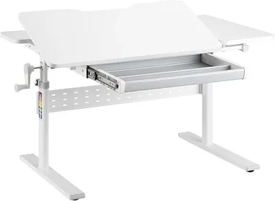 Produktbild von Kinderschreibtisch Höhenverstellbar 100x60 cm | Schreibtisch Kinder mit Neigbarer Tischplatte, Kinder Schreibtisch mit Schublade & Haken für Rucksack, Weiß