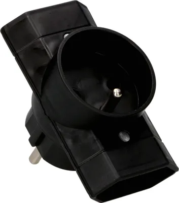 Image de KOTARBAU® Prise multiple noire Fiche triple avec mise à la terre Deux prises plates une prise ronde