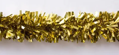 Produktbild von Goldene Fransengirlande aus Folie, buschig, glitzernd, 10 cm Durchmesser, 3m Länge