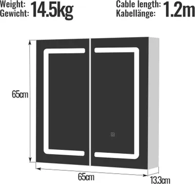Obrázek produktu pro MIADOMODO Zrcadlová skříňka s LED osvětlením, 65 x 65 cm