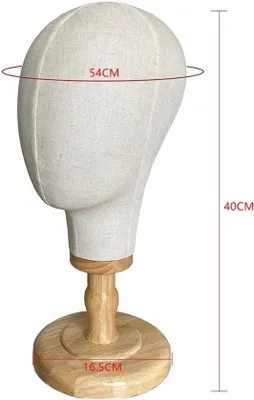 Produktbild von Famanu Mannequin Kopf 21 Zoll - Pruik und Hut Display mit Holzständer