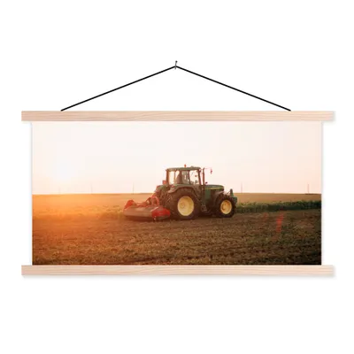 Produktbild von MuchoWow® Textilposter Traktor - Feld - Bauernhof - Landwirt - Horizont 60x30 cm mit holzfarbenen Rahmen - Dekoration
