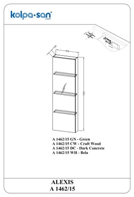 Zdjęcie produktu dla Szafka Kolpa ALEXIS z drzwiczkami z lustrem, model A 1462/15, kolor biały