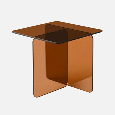 Produktbild von sweeek - Quadratischer Couchtisch aus gehärtetem Glas - Bernsteinfarben