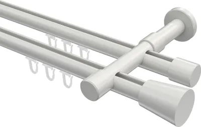Produktbild von Interdeco Innenlaufstange / Gardinenstange mit Innenlauf Weiß, Typ Prestige Sitra (Konus), 20 mm Ø 2-läufig, 240 cm