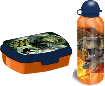 Produktbild von Jurassic World T-Rex 2tlg Lunch Set Brotdose plus Aluminium Trinkflasche 500 ml