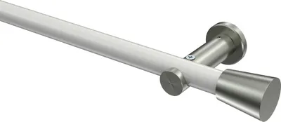 Produktbild von Interdeco Gardinenstange / Vorhangstange Weiß / Edelstahl-Optik, Typ Platon Sitra (Konus) ohne Ringe, 20 mm Ø 1-läufig, 400 cm