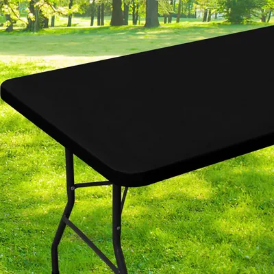 Productafbeelding van Rechthoekige, afwasbare tafelkleed met elastische rand, 190 x 80 cm, zwart