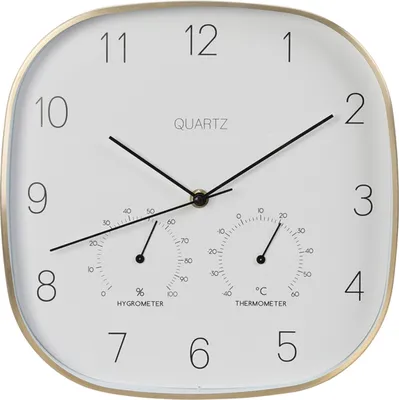 Produktbild von Wanduhr mit Thermometer und Hygrometer, Weißgold, 28,5 cm