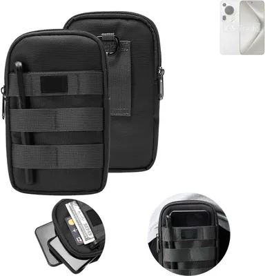 Produktbild von K-S-Trade Holster Gürtel Tasche kompatibel mit Huawei Pura 70 Pro Handy Tasche Schutz Hülle dunkel-grau viele Fächer, 1x