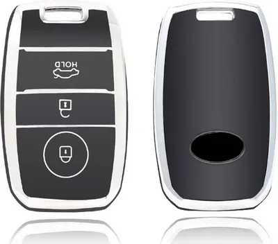 Image de Dutch Shield - Housse en TPU pour clé de voiture Kia - Housse de protection pour clé de voiture Cover A3 Noir, Chrome