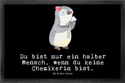 Produktbild von Mr. & Mrs. Panda bodenmatte Chemikerin Herz 50 x 75 cm - Schwarz - Geschenk, Labor, Forschung, fußmatte, Studium, Eingangsmatte, Beruf, Schmutzfangmatte, Fussmatte