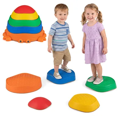 Produktbild von COSTWAY 5tlg Balanciersteine für Kinder in Krabbenform, Stapelsteine rutschfest, Trittsteine indoor & outdoor, sensorisches Spielzeug ab 3 Jahren
