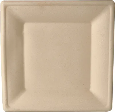 Produktbild von PAPSTAR Teller aus Zuckerrohr "pure" eckig 26x26 cm, natur | Schrumpffolie (50 Stück)