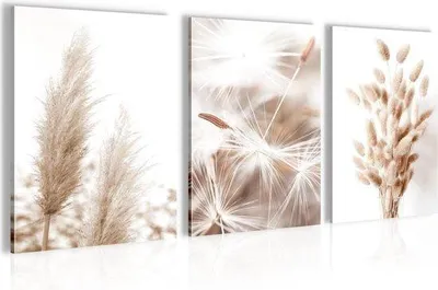 Produktbild von Unyqoos® Boho Wandbilder-Set XXL – Beige Wohnzimmerbild auf 7 mm MDF, lichtechte Farben, ökologischer Druck, geruchlos, inkl. Aufhängung, 2,1 kg