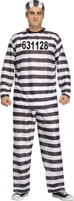 Produktbild von Sträflings Kostüm für Fasching & Karneval -Schwarz-weiß gestreift One Size