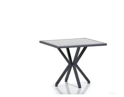 Image de Table de jardin en aluminium gris et noir 94 x 78 x 94 cm, résistante aux intempéries