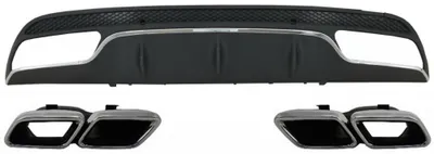 Produktbild von Diffusor für Mercedes C W205 S205 14-20 C63 Look Auspuff Tipps zum Sport Paket.